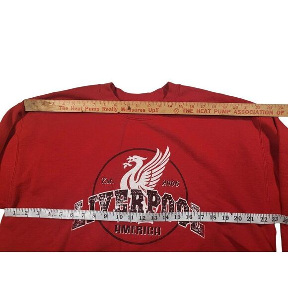 Liverpool Soccer Sweatshirt Women Sz L Reworked Big Graphic Red - Picture 4 of 6